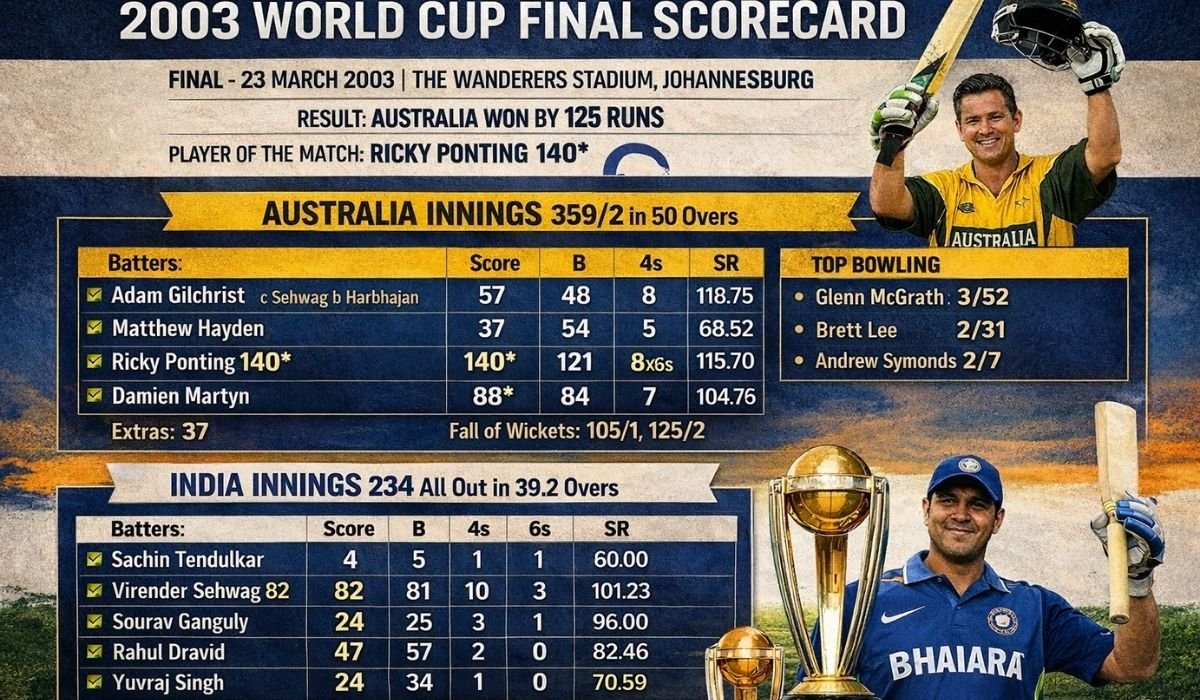 2003 World Cup Final Scorecard: The Turning Point That Decided the Trophy