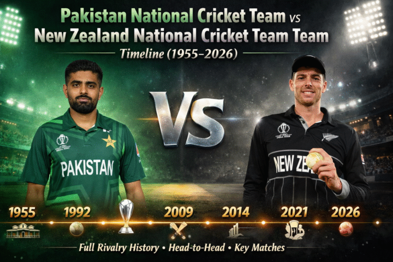 Pakistan National Cricket Team vs New Zealand National Cricket Team Timeline (1955–2026): Full Rivalry History, Head-to-Head & Key Matches